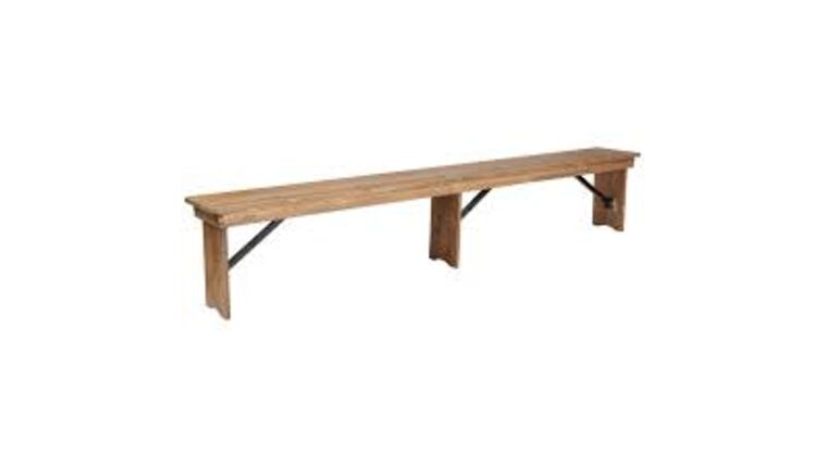 8′ Rustic Pine Wood Folding Farm Bench | Rental