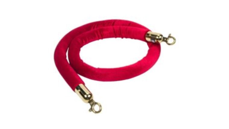 6.5’ x 1.5” Red Polyester Velvet Stanchion Rope w/Brass Snap Hook End | Rental