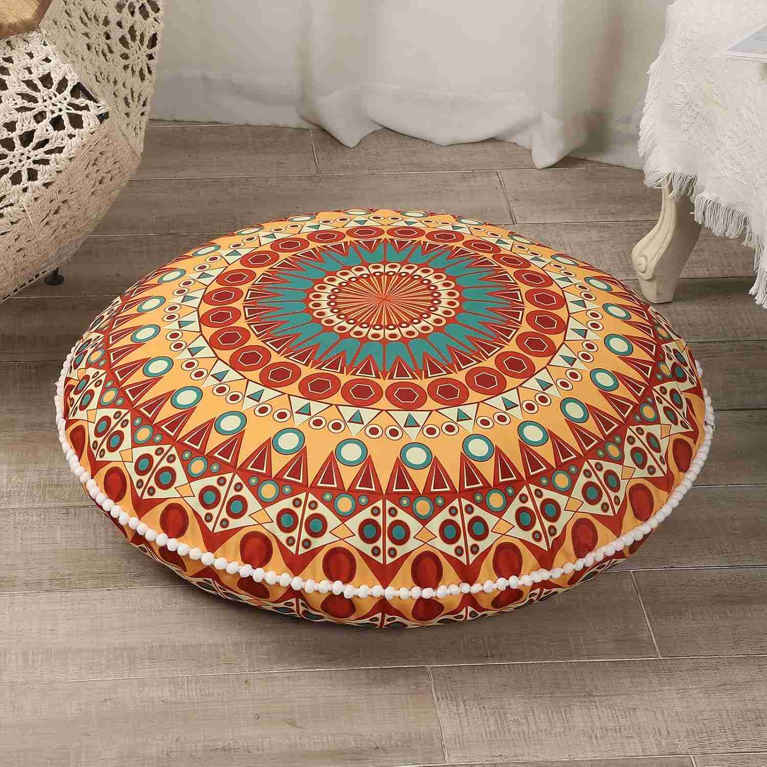 LOVMOC 32 inches Meditation Floor Cushion for Adults, Round Large Thick Floor Pillow, Memory Foam Filling, Orange : Home & Kitchen | Rental
