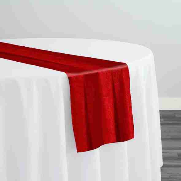 Lush Velvet Table Runner in Red | Rental