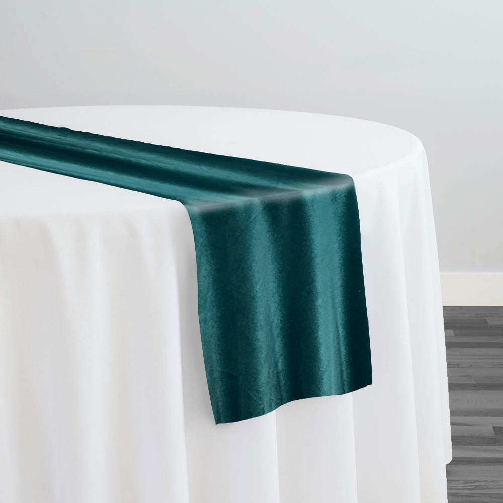 Luxury Plush Velvet Table Runner in Teal | Rental