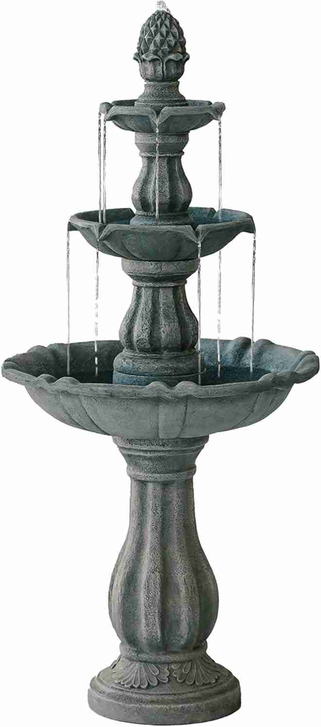 XBrand Outdoor Water Fountain 51 inch 3-Tier Garden Fountain with Pump, Weather Resistant Resin Patio & Yard Waterfall Feature - Grey : Patio, Lawn & Garden | Rental