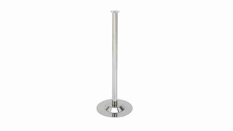 38″ Chrome Finish Metal Stanchion Post & Base Only | Rental