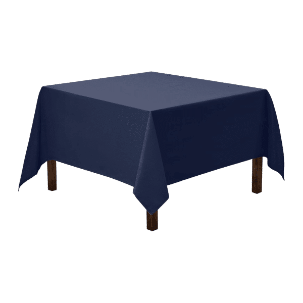 Polyester | 54″ x 54″ Square Polyester Tablecloth – Navy Blue | Used – Purchase | Rental Polyester | 54″ x 54″ Square Polyester Tablecloth – Navy Blue | Used – Purchase | Rental