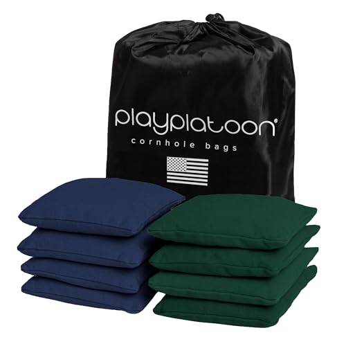 Play Platoon Weather Resistant Cornhole Bean Bags Set of 8 – Hunter Green & Navy Blue | Rental