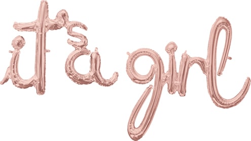 56″ x 30″ It’s A Girl Rose Gold Air-Fill Script Phrase Anagram Balloon | Purchase 56″ x 30″ It’s A Girl Rose Gold Air-Fill Script Phrase Anagram Balloon | Purchase