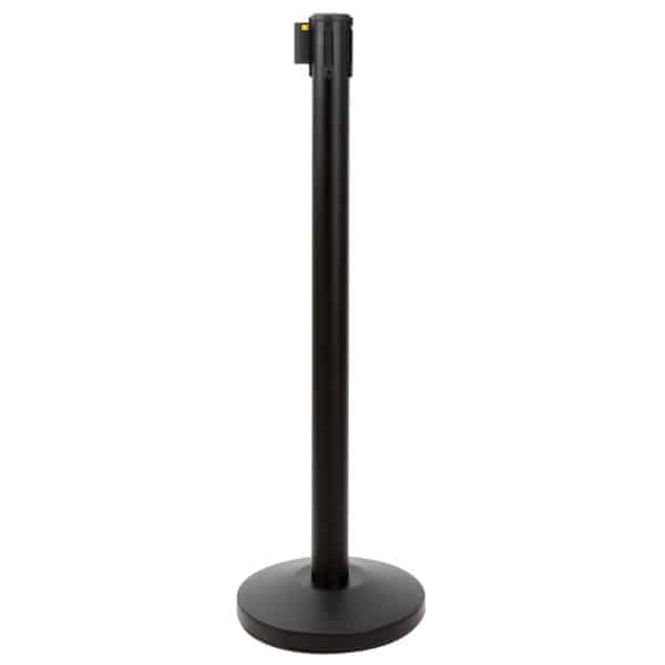 Retractable Belt Barrier Stanchion, Black Post, 10 Ft. Belt | Rental