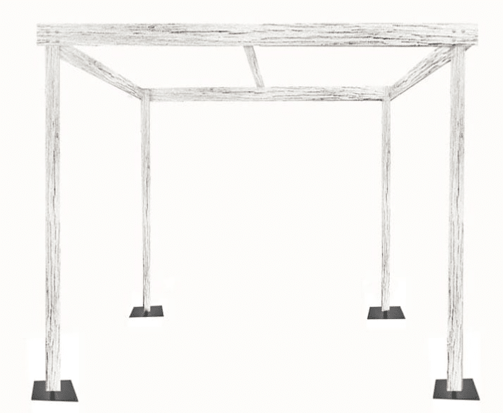 Cabana – 12′ x 12′ x 8’h White Rustic Wood Cabana | Rental