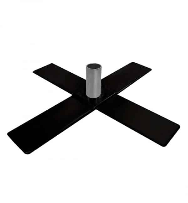 Black Slip-Fit 8in x 14in Cross Base (Up to 8ft) with 3″/6″ Pin | Rental