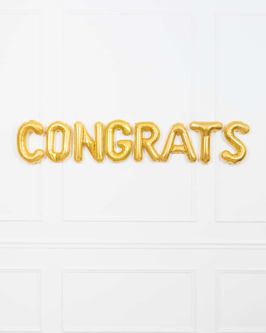 16in Gold Congrats Foil Balloon Set | Purchase