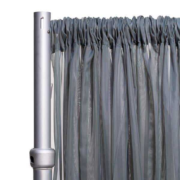 *FR* 10ft Wide Sheer Voile Curtain Panel by Eastern Mills w/ 4″ Pockets – Silver | Rental