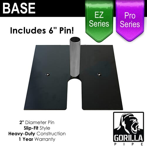 Black Pro & EZ Series – 24in x 24in Heavy Duty Base w/ 6″ x 2″ Pin (Up to 18ft) | Rental