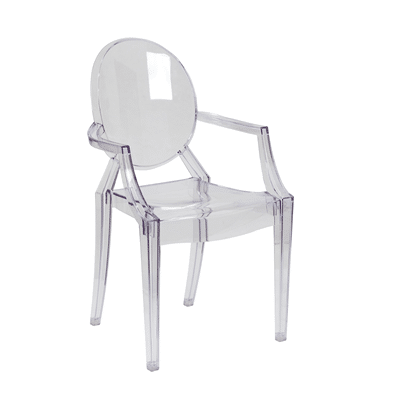 Ghost Chair W/ Arms in Transparent Crystal | Rental