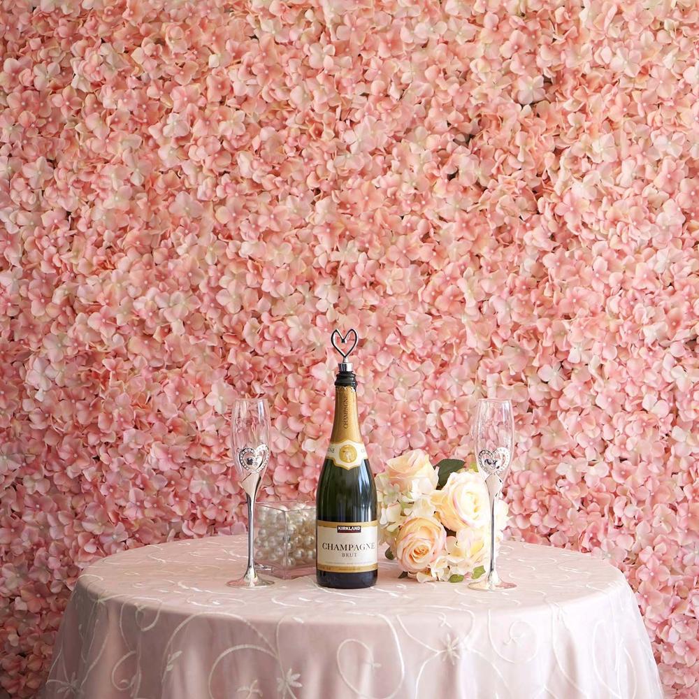 Flower Wall – UV Protected Hydrangea Flowers Wall Mat Panel – Blush | Rose Gold | Rental