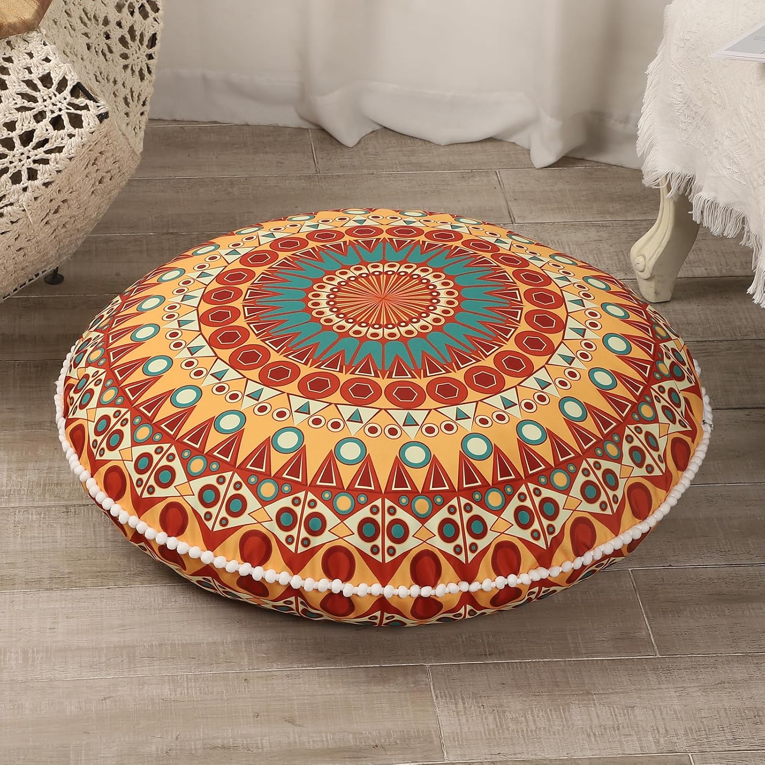 32 inches Meditation Floor Cushion for Adults, Round Large Thick Floor Pillow, Memory Foam Filling, Orange | Rental