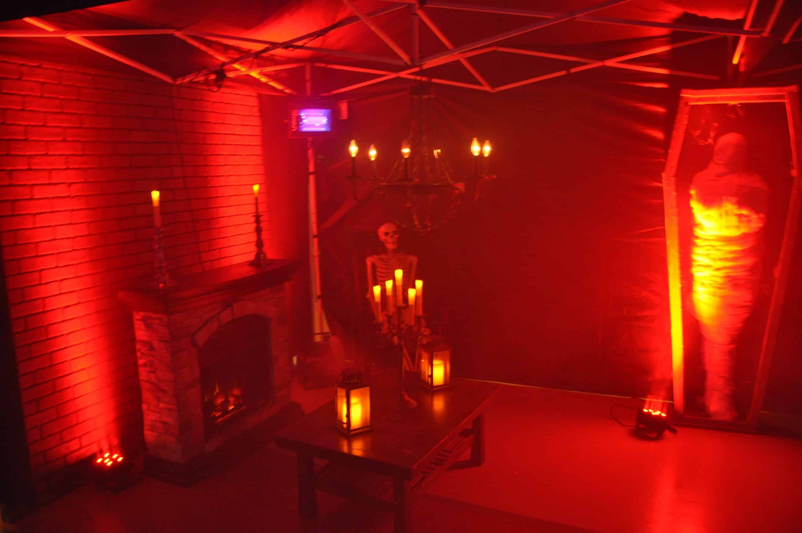 Electric Fireplace With Mantel and Chair Prop | Rental