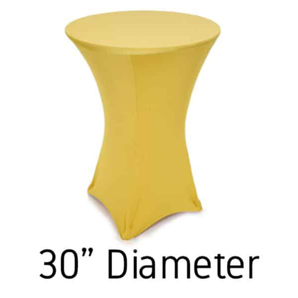 200 GSM Grade A Quality Spandex Hi-Boy Table Cover – Gold – Cocktail Table – 30″ Diameter | Rental 200 GSM Grade A Quality Spandex Hi-Boy Table Cover – Gold – Cocktail Table – 30″ Diameter | Rental