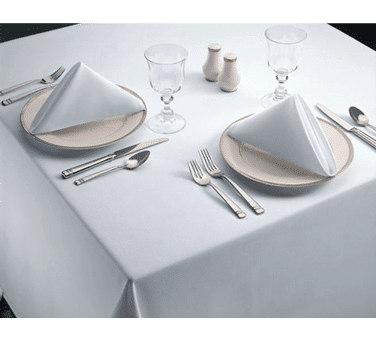 Polyester | 52″ x 114″ White Polyester Tablecloth Rental | Used – Purchase | Rental Polyester | 52″ x 114″ White Polyester Tablecloth Rental | Used – Purchase | Rental